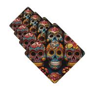 4Pcs Car Air Fresheners Cards Colorful Sugar Skulls Hanging Fragrance Scented Cards Lasting Scent Car Aromatherapy Tablets Auto Rearview Mirror Pendant for Wardrobe Shoe Cabinet