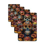 4Pcs Car Air Fresheners Cards Colorful Sugar Skulls Hanging Fragrance Scented Cards Lasting Scent Car Aromatherapy Tablets Auto Rearview Mirror Pendant for Wardrobe Shoe Cabinet