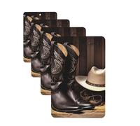 4Pcs Car Air Fresheners Cards Cowboy Black Hat Western Boots Hanging Fragrance Scented Cards Lasting Scent Car Aromatherapy Tablets Auto Rearview Mirror Pendant for Wardrobe Shoe Cabinet