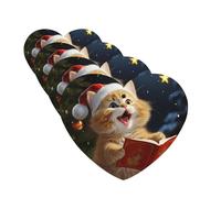 4Pcs Car Air Fresheners Cards Cute Cat Sing Christmas Carols Hanging Fragrance Scented Cards Lasting Scent Car Aromatherapy Tablets Auto Rearview Mirror Pendant for Wardrobe Shoe Cabinet