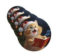4Pcs Car Air Fresheners Cards Cute Cat Sing Christmas Carols Hanging Fragrance Scented Cards Lasting Scent Car Aromatherapy Tablets Auto Rearview Mirror Pendant for Wardrobe Shoe Cabinet