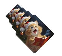 4Pcs Car Air Fresheners Cards Cute Cat Sing Christmas Carols Hanging Fragrance Scented Cards Lasting Scent Car Aromatherapy Tablets Auto Rearview Mirror Pendant for Wardrobe Shoe Cabinet