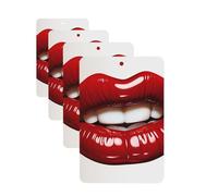4Pcs Car Air Fresheners Cards Cute Graphic Red Lips Hanging Fragrance Scented Cards Lasting Scent Car Aromatherapy Tablets Auto Rearview Mirror Pendant for Wardrobe Shoe Cabinet