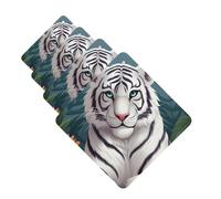 4Pcs Car Air Fresheners Cards Cute white tiger Hanging Fragrance Scented Cards Lasting Scent Car Aromatherapy Tablets Auto Rearview Mirror Pendant for Wardrobe Shoe Cabinet