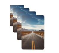 4Pcs Car Air Fresheners Cards Desert Landscape Highway Hanging Fragrance Scented Cards Lasting Scent Car Aromatherapy Tablets Auto Rearview Mirror Pendant for Wardrobe Shoe Cabinet