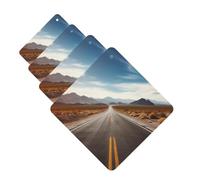 4Pcs Car Air Fresheners Cards Desert Landscape Highway Hanging Fragrance Scented Cards Lasting Scent Car Aromatherapy Tablets Auto Rearview Mirror Pendant for Wardrobe Shoe Cabinet