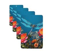 4Pcs Car Air Fresheners Cards Dragonfly and Flower Hanging Fragrance Scented Cards Lasting Scent Car Aromatherapy Tablets Auto Rearview Mirror Pendant for Wardrobe Shoe Cabinet