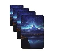 4Pcs Car Air Fresheners Cards Fantasy Night Scene Hanging Fragrance Scented Cards Lasting Scent Car Aromatherapy Tablets Auto Rearview Mirror Pendant for Wardrobe Shoe Cabinet
