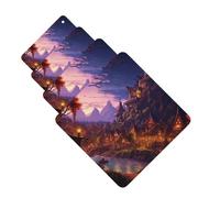 4Pcs Car Air Fresheners Cards Fantasy Town Hanging Fragrance Scented Cards Lasting Scent Car Aromatherapy Tablets Auto Rearview Mirror Pendant for Wardrobe Shoe Cabinet
