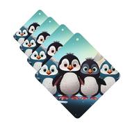 4Pcs Car Air Fresheners Cards Five cute penguins Hanging Fragrance Scented Cards Lasting Scent Car Aromatherapy Tablets Auto Rearview Mirror Pendant for Wardrobe Shoe Cabinet
