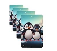 4Pcs Car Air Fresheners Cards Five cute penguins Hanging Fragrance Scented Cards Lasting Scent Car Aromatherapy Tablets Auto Rearview Mirror Pendant for Wardrobe Shoe Cabinet