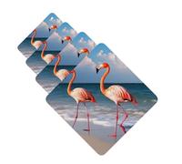 4Pcs Car Air Fresheners Cards Flamingo Walking on The Beach Hanging Fragrance Scented Cards Lasting Scent Car Aromatherapy Tablets Auto Rearview Mirror Pendant for Wardrobe Shoe Cabinet