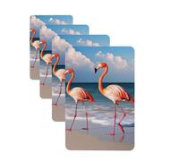 4Pcs Car Air Fresheners Cards Flamingo Walking on The Beach Hanging Fragrance Scented Cards Lasting Scent Car Aromatherapy Tablets Auto Rearview Mirror Pendant for Wardrobe Shoe Cabinet
