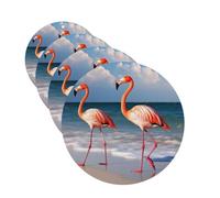 4Pcs Car Air Fresheners Cards Flamingo Walking on The Beach Hanging Fragrance Scented Cards Lasting Scent Car Aromatherapy Tablets Auto Rearview Mirror Pendant for Wardrobe Shoe Cabinet