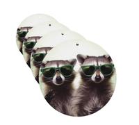 4Pcs Car Air Fresheners Cards Funny Raccoon Green Sunglasses Hanging Fragrance Scented Cards Lasting Scent Car Aromatherapy Tablets Auto Rearview Mirror Pendant for Wardrobe Shoe Cabinet
