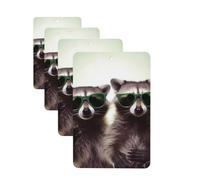 4Pcs Car Air Fresheners Cards Funny Raccoon Green Sunglasses Hanging Fragrance Scented Cards Lasting Scent Car Aromatherapy Tablets Auto Rearview Mirror Pendant for Wardrobe Shoe Cabinet