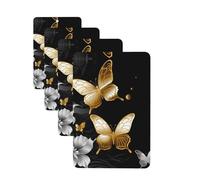 4Pcs Car Air Fresheners Cards Gold White Butterflies Black Hanging Fragrance Scented Cards Lasting Scent Car Aromatherapy Tablets Auto Rearview Mirror Pendant for Wardrobe Shoe Cabinet