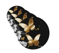 4Pcs Car Air Fresheners Cards Gold White Butterflies Black Hanging Fragrance Scented Cards Lasting Scent Car Aromatherapy Tablets Auto Rearview Mirror Pendant for Wardrobe Shoe Cabinet