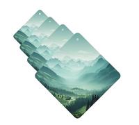 4Pcs Car Air Fresheners Cards Green Mountain Landscape Hanging Fragrance Scented Cards Lasting Scent Car Aromatherapy Tablets Auto Rearview Mirror Pendant for Wardrobe Shoe Cabinet