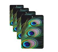 4Pcs Car Air Fresheners Cards Green Peacock Feather Hanging Fragrance Scented Cards Lasting Scent Car Aromatherapy Tablets Auto Rearview Mirror Pendant for Wardrobe Shoe Cabinet