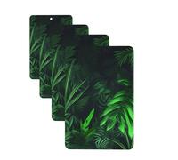 4Pcs Car Air Fresheners Cards Green Tropical Jungle Plant Hanging Fragrance Scented Cards Lasting Scent Car Aromatherapy Tablets Auto Rearview Mirror Pendant for Wardrobe Shoe Cabinet