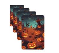 4Pcs Car Air Fresheners Cards Halloween Hanging Fragrance Scented Cards Lasting Scent Car Aromatherapy Tablets Auto Rearview Mirror Pendant for Wardrobe Shoe Cabinet