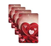 4Pcs Car Air Fresheners Cards Happy Valentine's Day Hanging Fragrance Scented Cards Lasting Scent Car Aromatherapy Tablets Auto Rearview Mirror Pendant for Wardrobe Shoe Cabinet