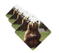4Pcs Car Air Fresheners Cards Hi Bear Sit on the lawn Hanging Fragrance Scented Cards Lasting Scent Car Aromatherapy Tablets Auto Rearview Mirror Pendant for Wardrobe Shoe Cabinet