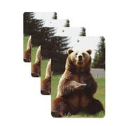 4Pcs Car Air Fresheners Cards Hi Bear Sit on the lawn Hanging Fragrance Scented Cards Lasting Scent Car Aromatherapy Tablets Auto Rearview Mirror Pendant for Wardrobe Shoe Cabinet