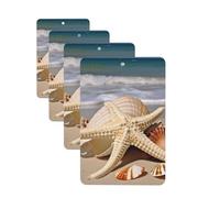 4Pcs Car Air Fresheners Cards Large Seashell Starfish Hanging Fragrance Scented Cards Lasting Scent Car Aromatherapy Tablets Auto Rearview Mirror Pendant for Wardrobe Shoe Cabinet
