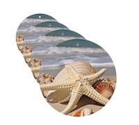 4Pcs Car Air Fresheners Cards Large Seashell Starfish Hanging Fragrance Scented Cards Lasting Scent Car Aromatherapy Tablets Auto Rearview Mirror Pendant for Wardrobe Shoe Cabinet