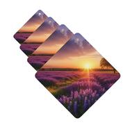 4Pcs Car Air Fresheners Cards Lavender Meadow at Sunset Spring Hanging Fragrance Scented Cards Lasting Scent Car Aromatherapy Tablets Auto Rearview Mirror Pendant for Wardrobe Shoe Cabinet