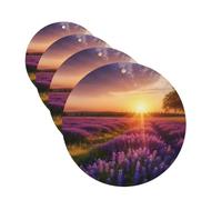4Pcs Car Air Fresheners Cards Lavender Meadow at Sunset Spring Hanging Fragrance Scented Cards Lasting Scent Car Aromatherapy Tablets Auto Rearview Mirror Pendant for Wardrobe Shoe Cabinet