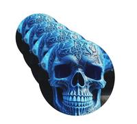 4Pcs Car Air Fresheners Cards Long Lasting Double Sided Hanging Fragrance Scented Card 3D Print Blue skull Car Aromatherapy Tablets Auto Rearview Mirror Pendant for Men Women