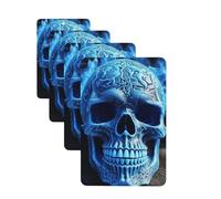 4Pcs Car Air Fresheners Cards Long Lasting Double Sided Hanging Fragrance Scented Card 3D Print Blue skull Car Aromatherapy Tablets Auto Rearview Mirror Pendant for Men Women