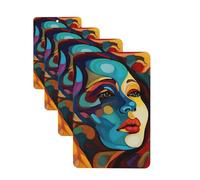 4Pcs Car Air Fresheners Cards Long Lasting Double Sided Hanging Fragrance Scented Card Abstract Colored Woman Face Car Aromatherapy Tablets Auto Rearview Mirror Pendant for Men Women