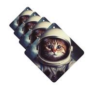 4Pcs Car Air Fresheners Cards Long Lasting Double Sided Hanging Fragrance Scented Card Animal Cat Astronaut Car Aromatherapy Tablets Auto Rearview Mirror Pendant for Men Women
