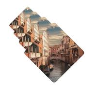 4Pcs Car Air Fresheners Cards Long Lasting Double Sided Hanging Fragrance Scented Card Beautiful Venice Canal View Car Aromatherapy Tablets Auto Rearview Mirror Pendant for Men Women