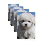 4Pcs Car Air Fresheners Cards Long Lasting Double Sided Hanging Fragrance Scented Card Bichon Frise Dog Car Aromatherapy Tablets Auto Rearview Mirror Pendant for Men Women