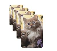4Pcs Car Air Fresheners Cards Long Lasting Double Sided Hanging Fragrance Scented Card Cat Flowers Car Aromatherapy Tablets Auto Rearview Mirror Pendant for Men Women