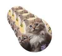 4Pcs Car Air Fresheners Cards Long Lasting Double Sided Hanging Fragrance Scented Card Cat Flowers Car Aromatherapy Tablets Auto Rearview Mirror Pendant for Men Women