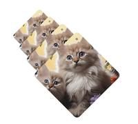 4Pcs Car Air Fresheners Cards Long Lasting Double Sided Hanging Fragrance Scented Card Cat Flowers Car Aromatherapy Tablets Auto Rearview Mirror Pendant for Men Women