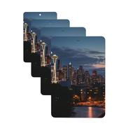 4Pcs Car Air Fresheners Cards Long Lasting Double Sided Hanging Fragrance Scented Card City Seattle Car Aromatherapy Tablets Auto Rearview Mirror Pendant for Men Women