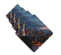 4Pcs Car Air Fresheners Cards Long Lasting Double Sided Hanging Fragrance Scented Card City Seattle Car Aromatherapy Tablets Auto Rearview Mirror Pendant for Men Women
