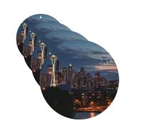 4Pcs Car Air Fresheners Cards Long Lasting Double Sided Hanging Fragrance Scented Card City Seattle Car Aromatherapy Tablets Auto Rearview Mirror Pendant for Men Women
