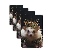 4Pcs Car Air Fresheners Cards Long Lasting Double Sided Hanging Fragrance Scented Card Crown with Hedgehog Car Aromatherapy Tablets Auto Rearview Mirror Pendant for Men Women