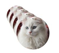 4Pcs Car Air Fresheners Cards Long Lasting Double Sided Hanging Fragrance Scented Card Cute White Cat Car Aromatherapy Tablets Auto Rearview Mirror Pendant for Men Women