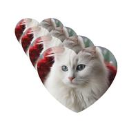 4Pcs Car Air Fresheners Cards Long Lasting Double Sided Hanging Fragrance Scented Card Cute White Cat Car Aromatherapy Tablets Auto Rearview Mirror Pendant for Men Women