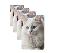 4Pcs Car Air Fresheners Cards Long Lasting Double Sided Hanging Fragrance Scented Card Cute White Cat Car Aromatherapy Tablets Auto Rearview Mirror Pendant for Men Women