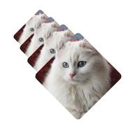 4Pcs Car Air Fresheners Cards Long Lasting Double Sided Hanging Fragrance Scented Card Cute White Cat Car Aromatherapy Tablets Auto Rearview Mirror Pendant for Men Women